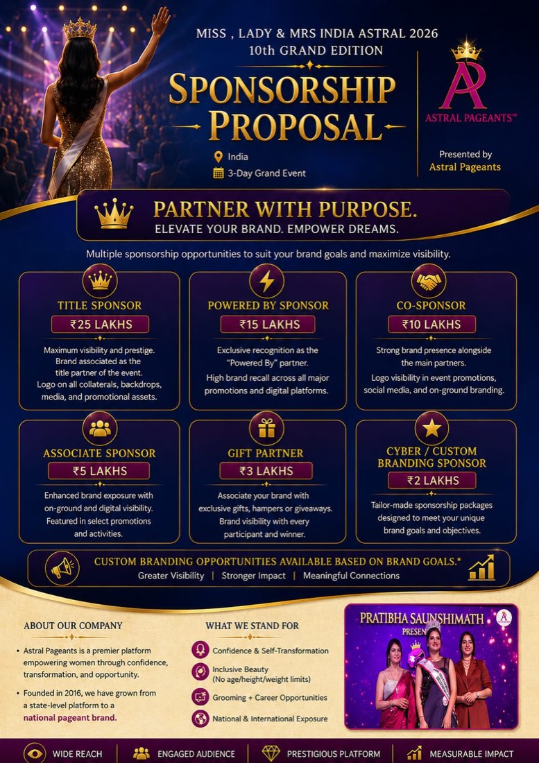 Astral Pageants 2026 sponsorship proposal — partner with purpose and elevate your brand