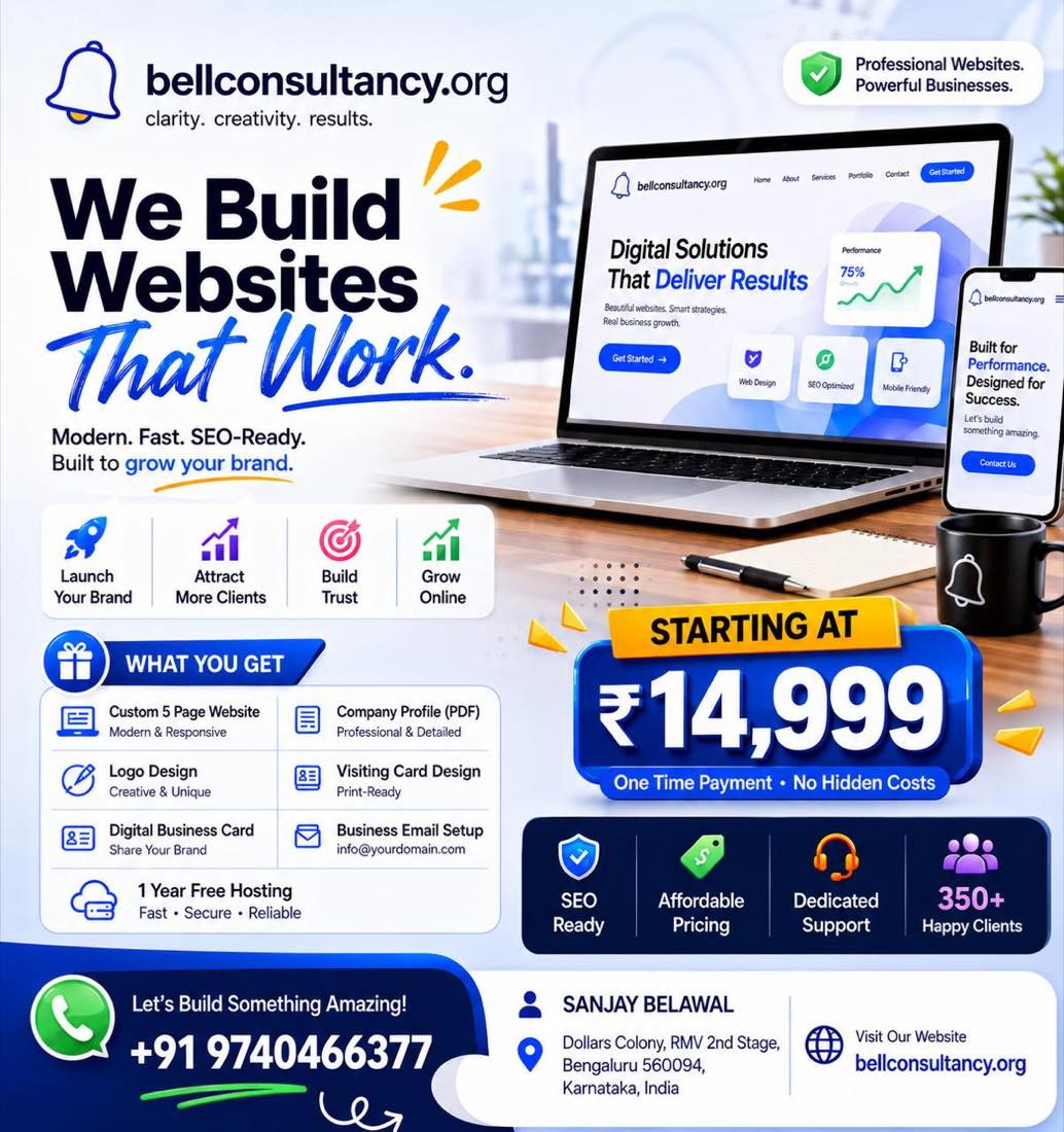 Bell Consultancy web development — modern, fast, SEO-ready websites starting at ₹14,999